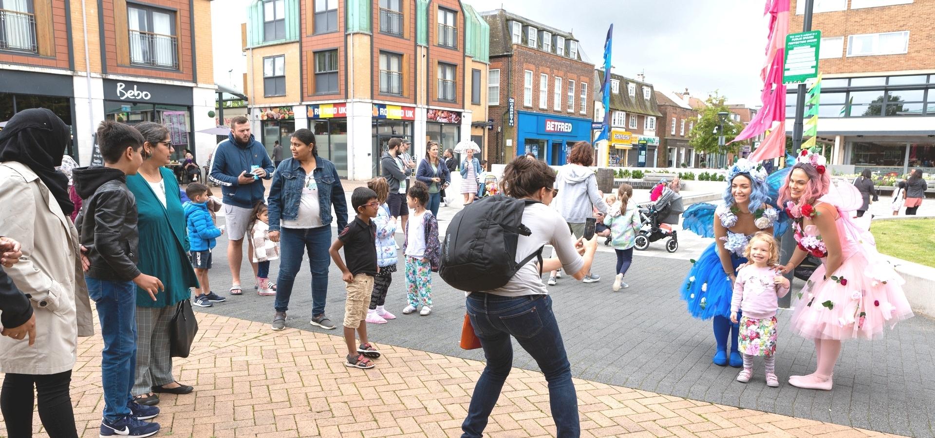 People at event in Hatfield town centre