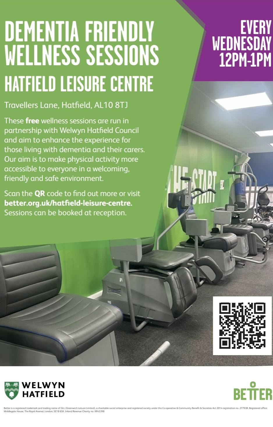 Every Wednesday 12pm-1pm, Hatfield Leisure Centre