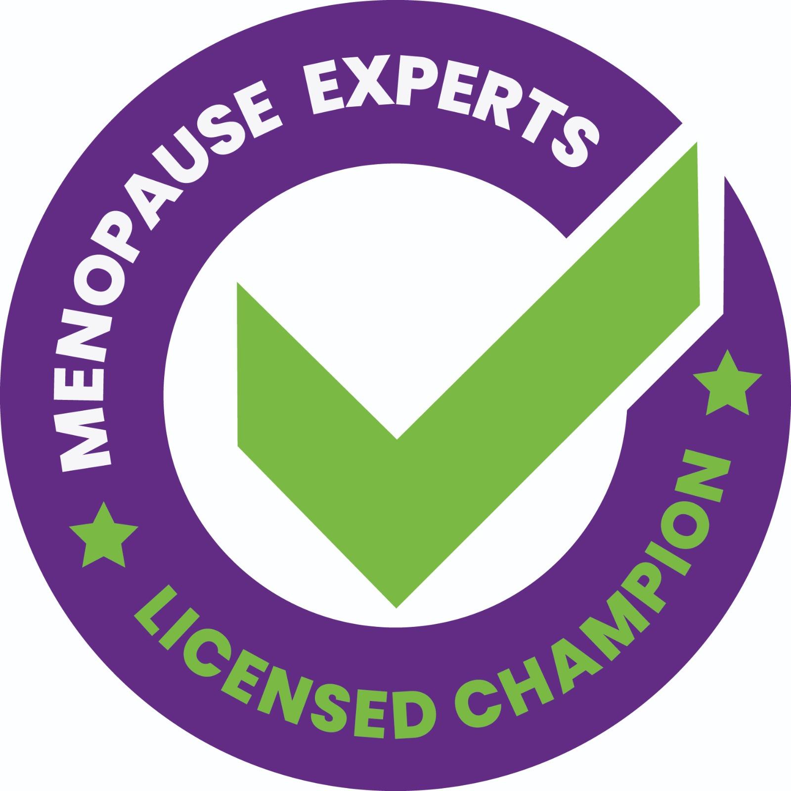 Logo of menopause experts licensed champion