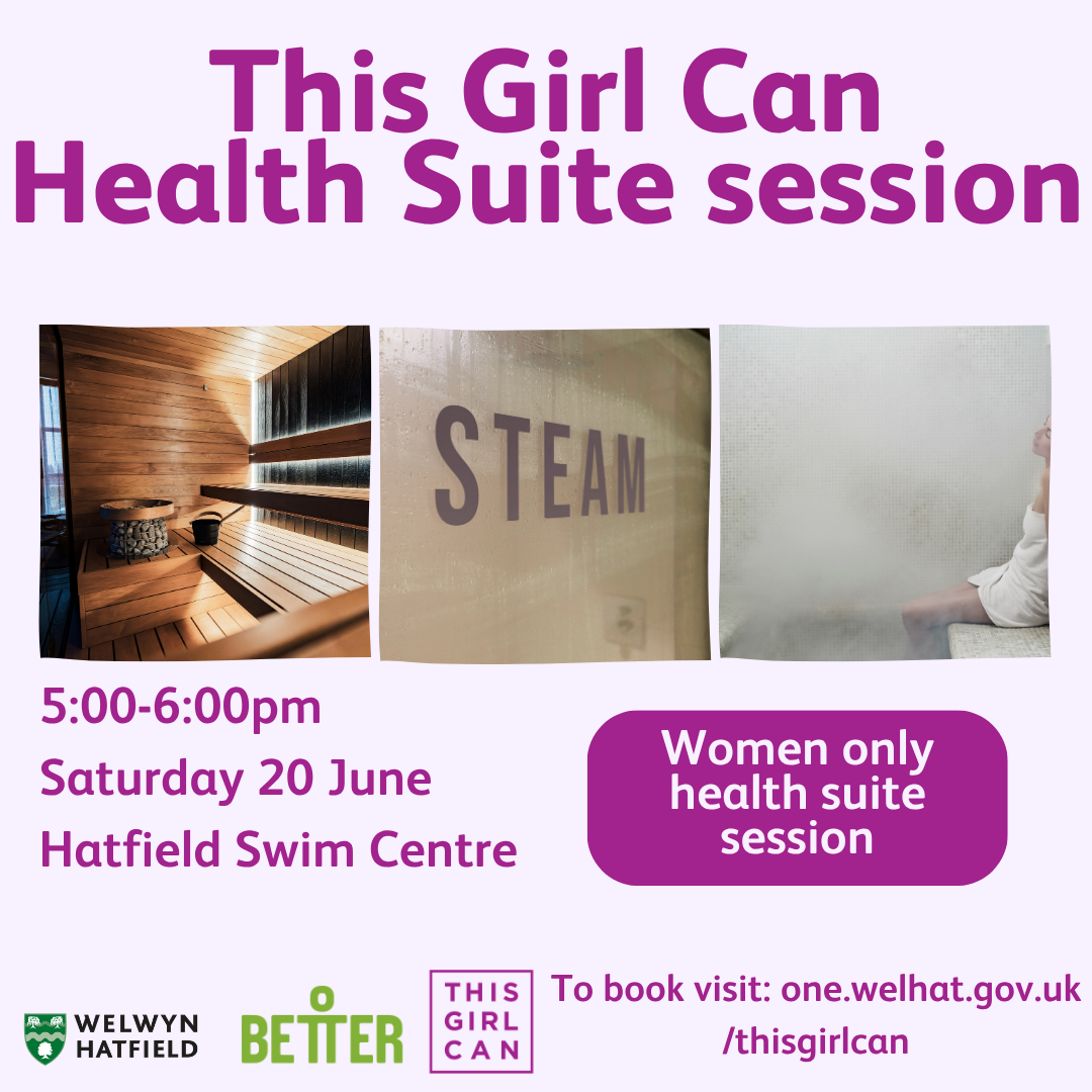 This Girl Can Health Suite session, Saturday 20 June, 17:00-18:00, Hatfield Swim Centre