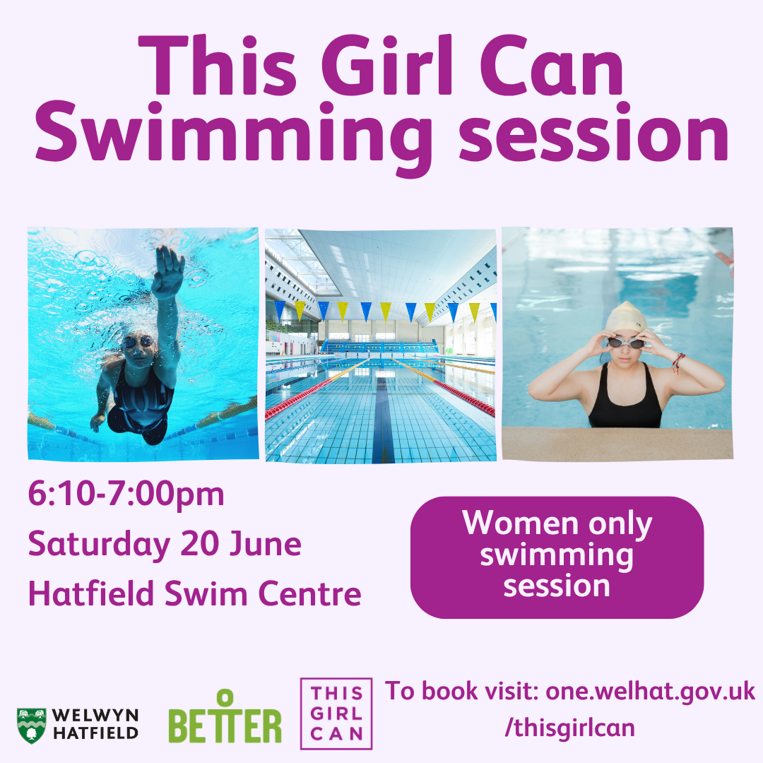 Women only swim session, Hatfield Swim Centre, Saturday 20 June 18:10-19:00