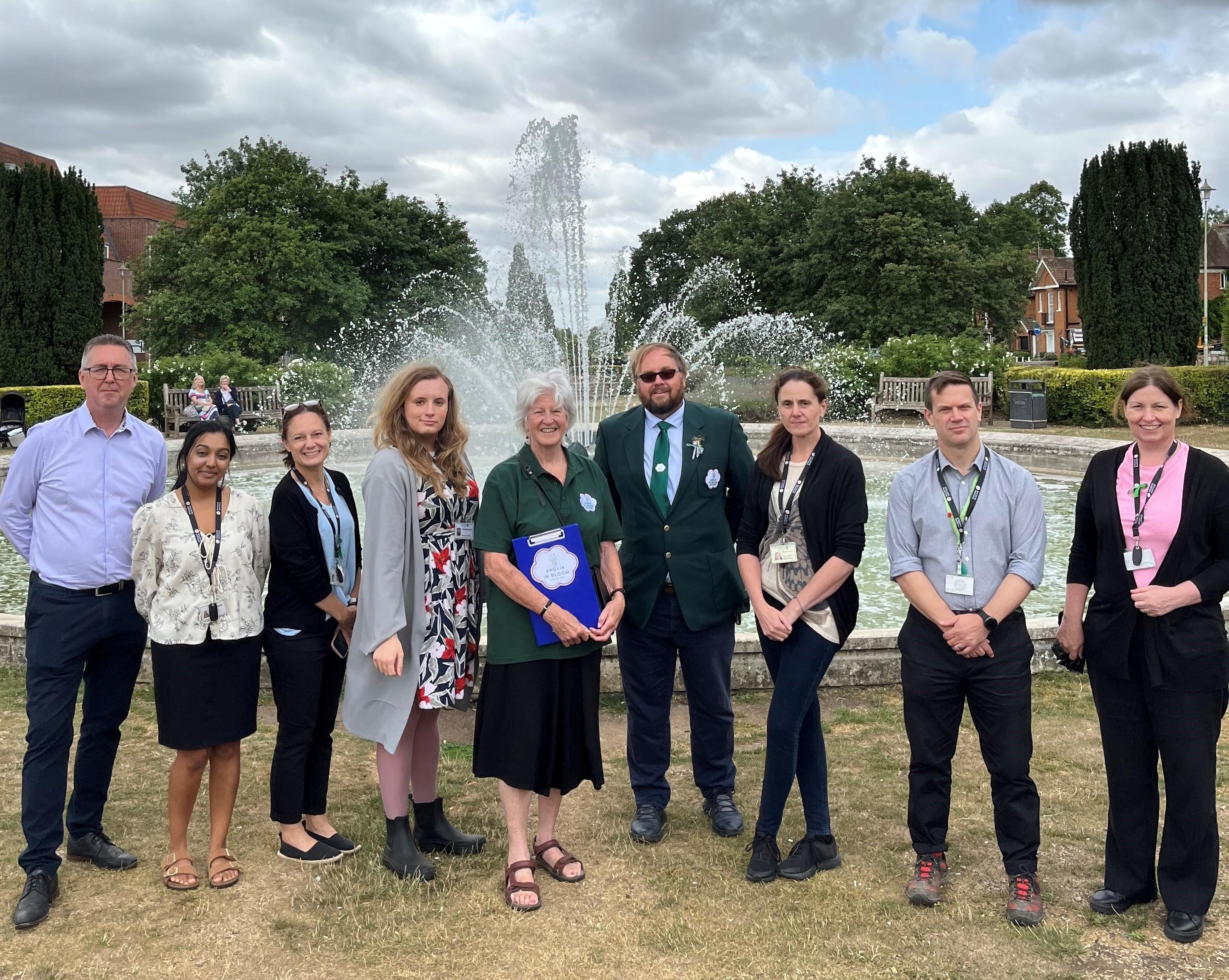 Anglia in bloom judges 2025 coronation fountain