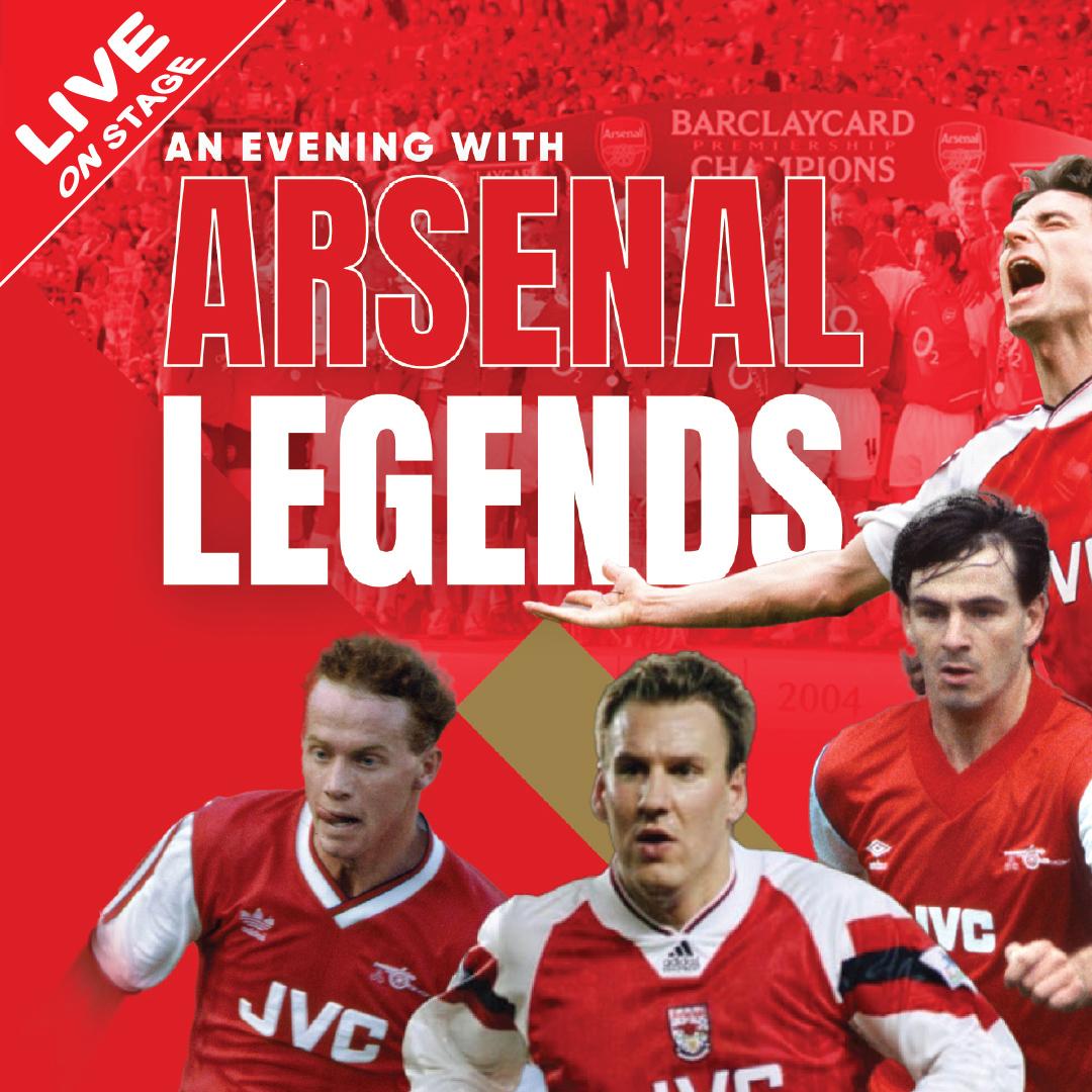 Images of Arsenal footballers and the word Legends.