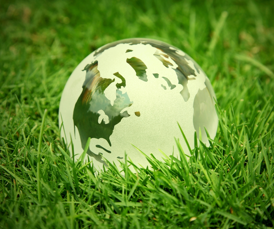 green Earth on grass background