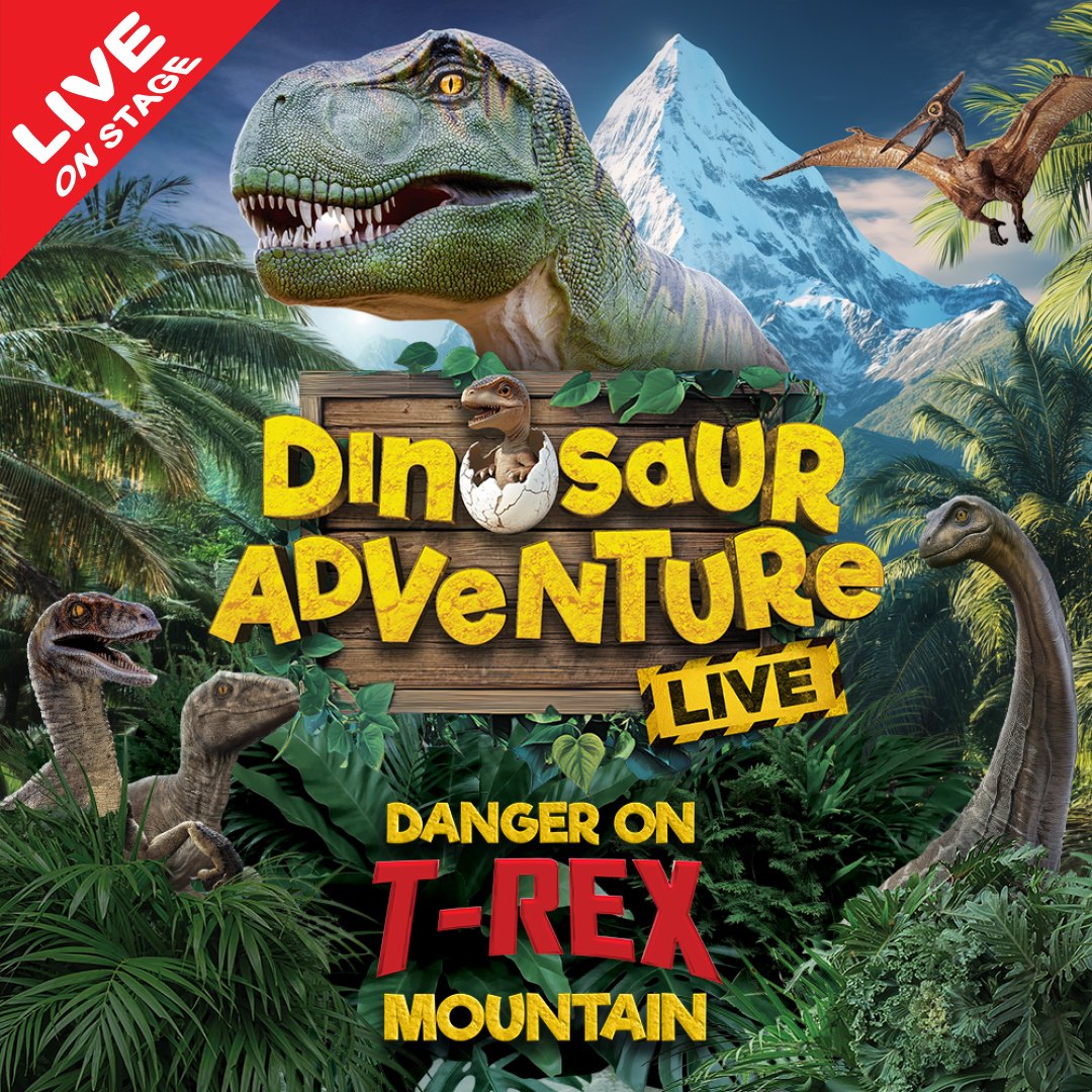 T-Rex with mountain behind it