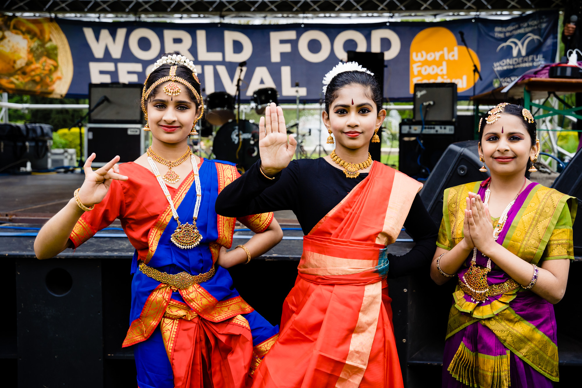 Indian dancers wearing sarees at the World Food Festival