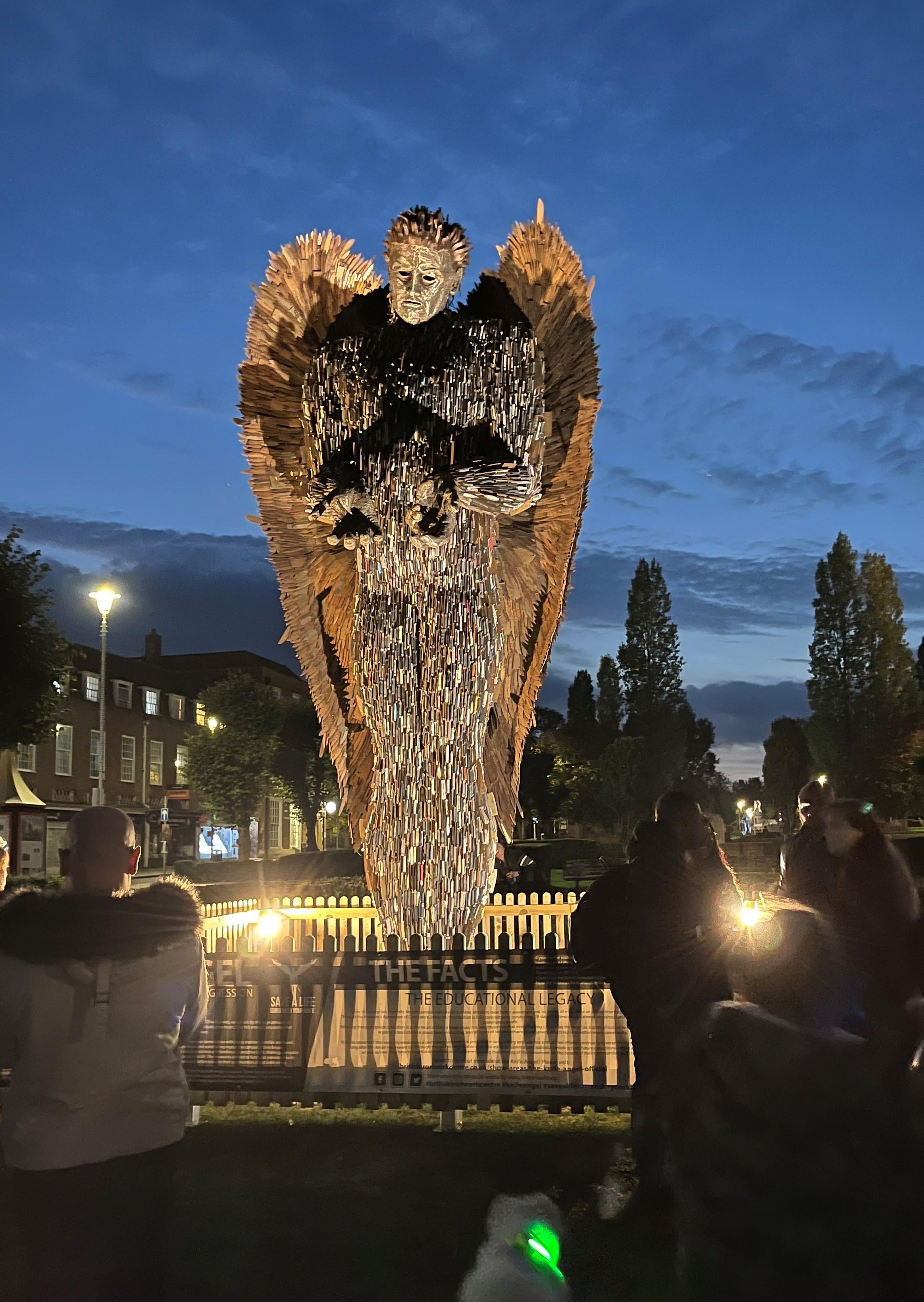 Knife angel opening ceremony angel at night