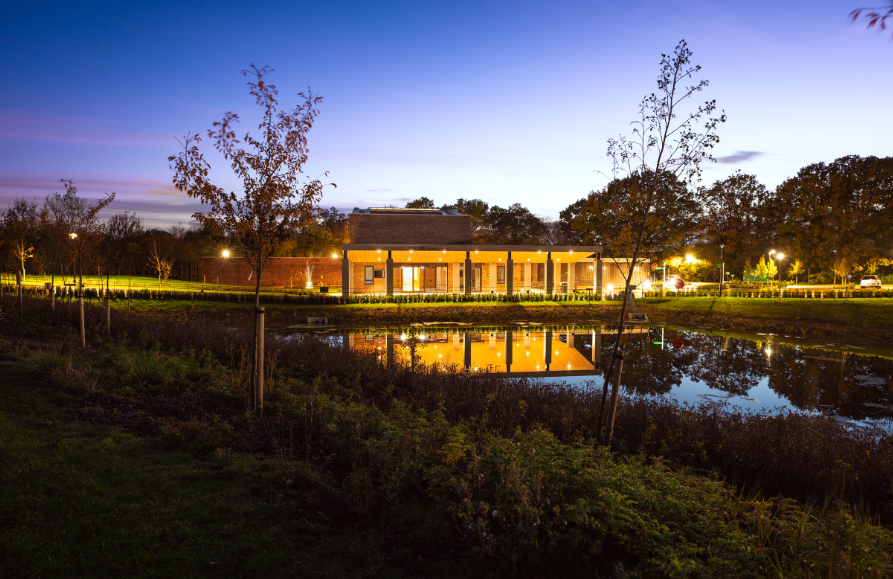 The Oak Hill Lawn Cemetery and Crematorium at night