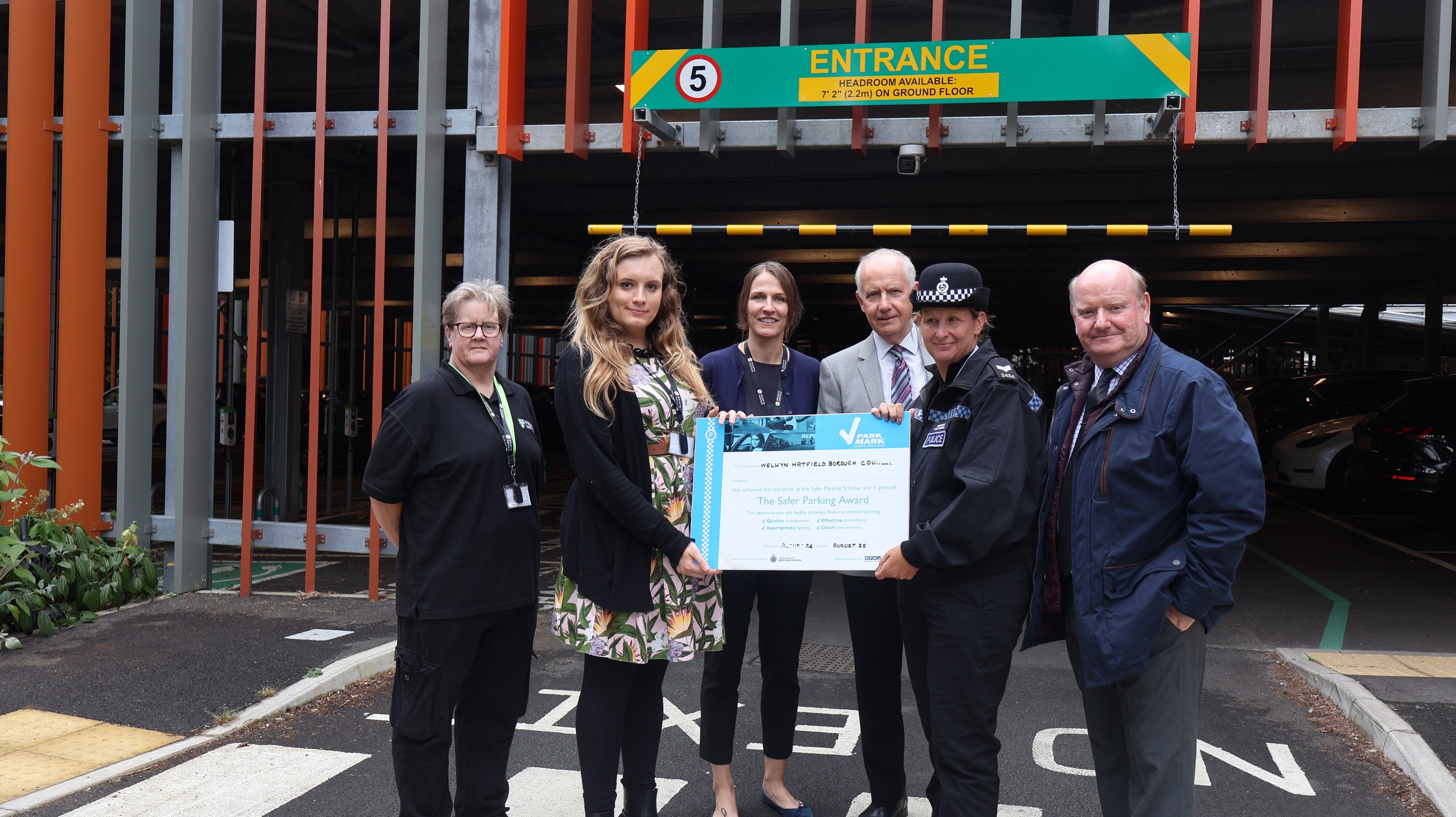 Officers outside car park