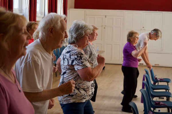 Group of older ladies at a fitness class