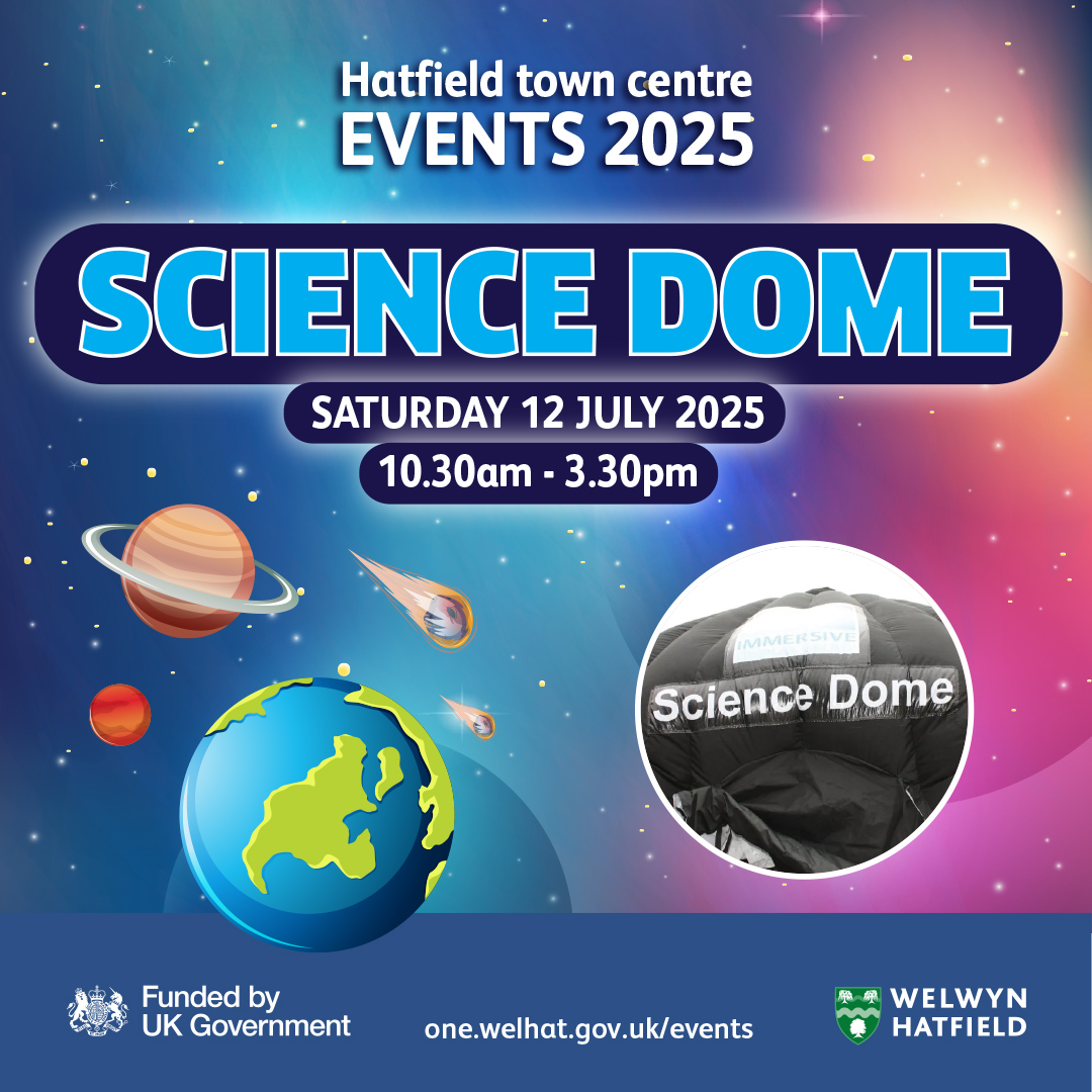 Science poster featuring artwork of space