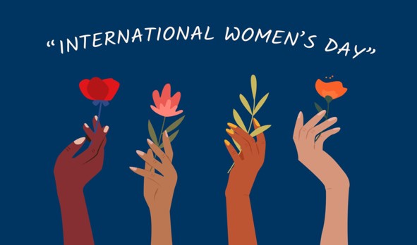 "International Women's Day" 4 hands folding flowers