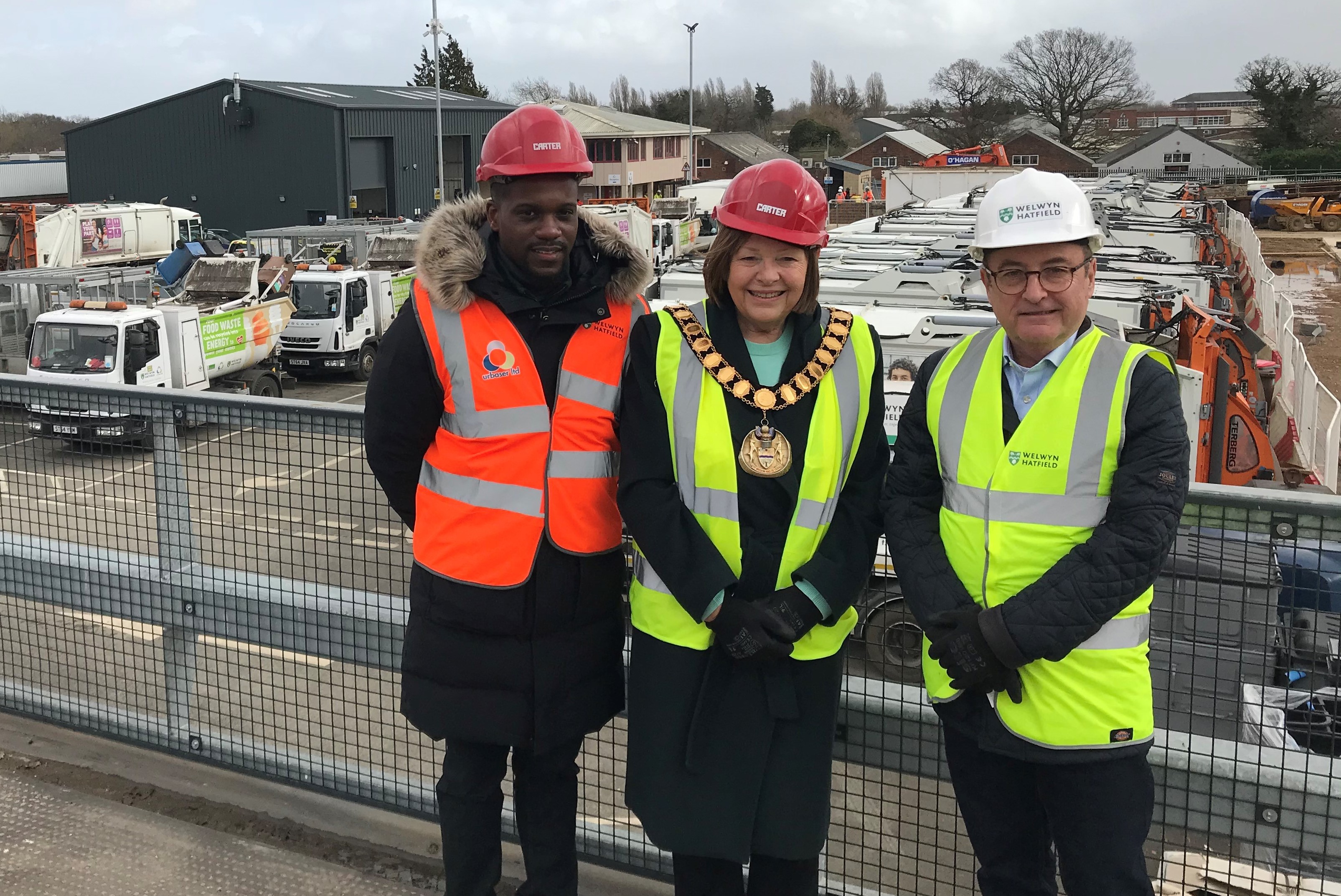 The Mayor and Leader of the Council at the recycling centre.