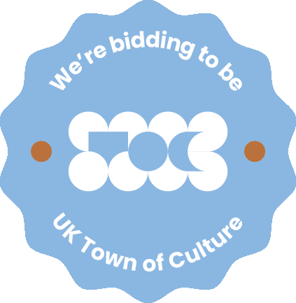 Badge saying we are bidding for the UK Town of Culture