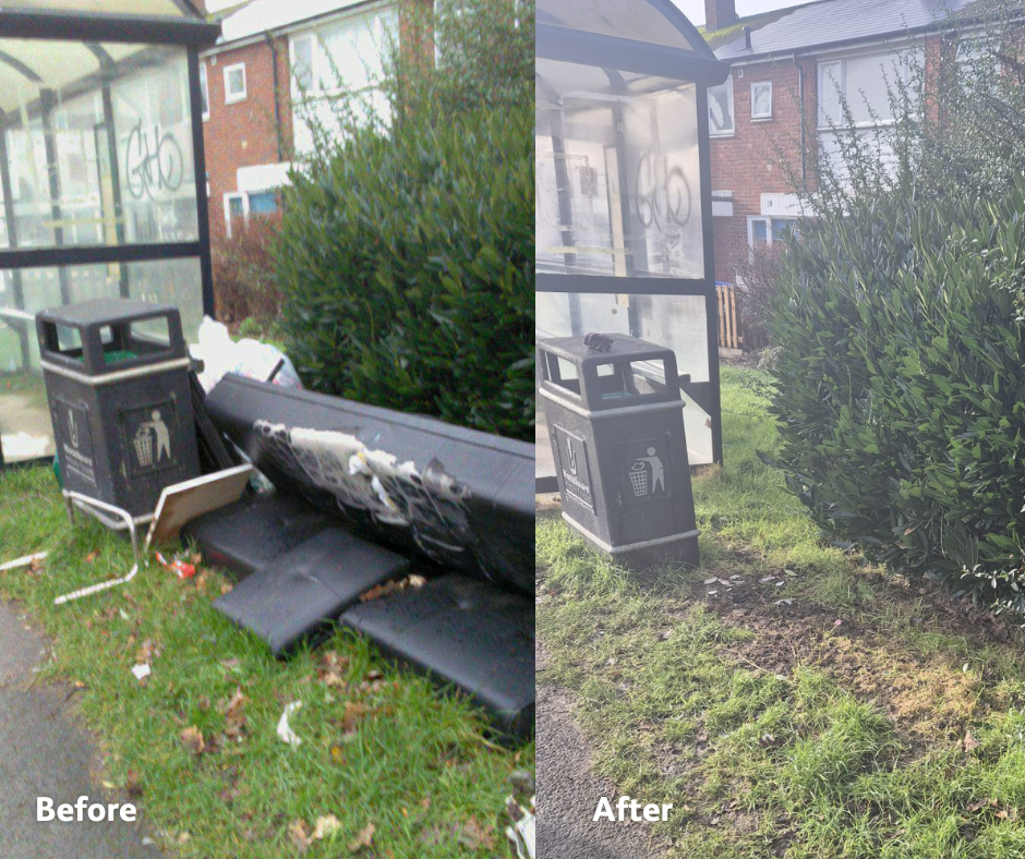 Before and after bus shelter