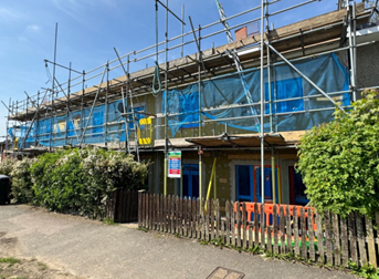 Scaffolding on houses