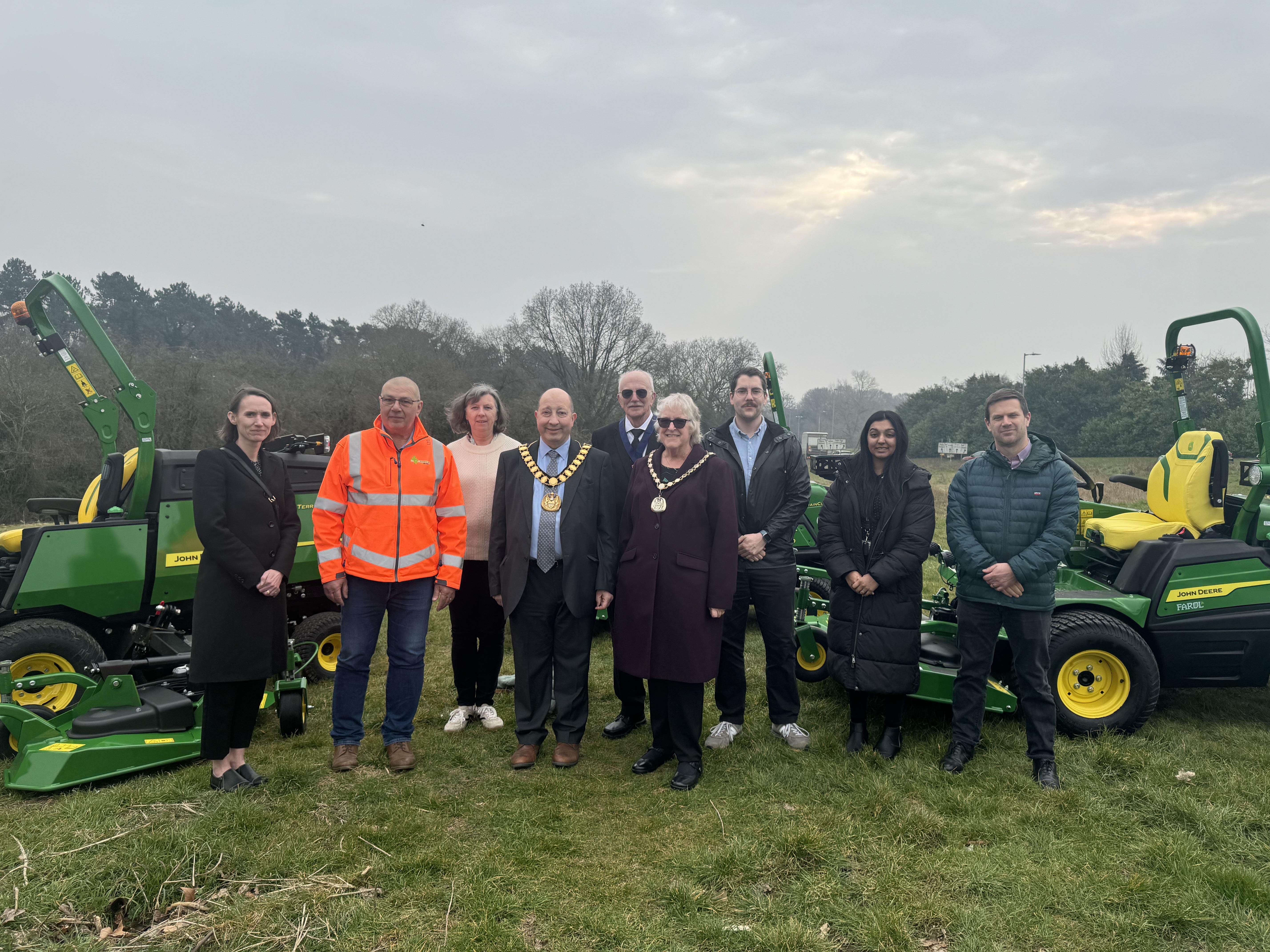 The mayor, deputy mayor, councillors and officers with the new equipment