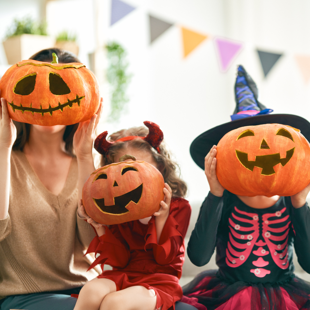 Children with pumpkins