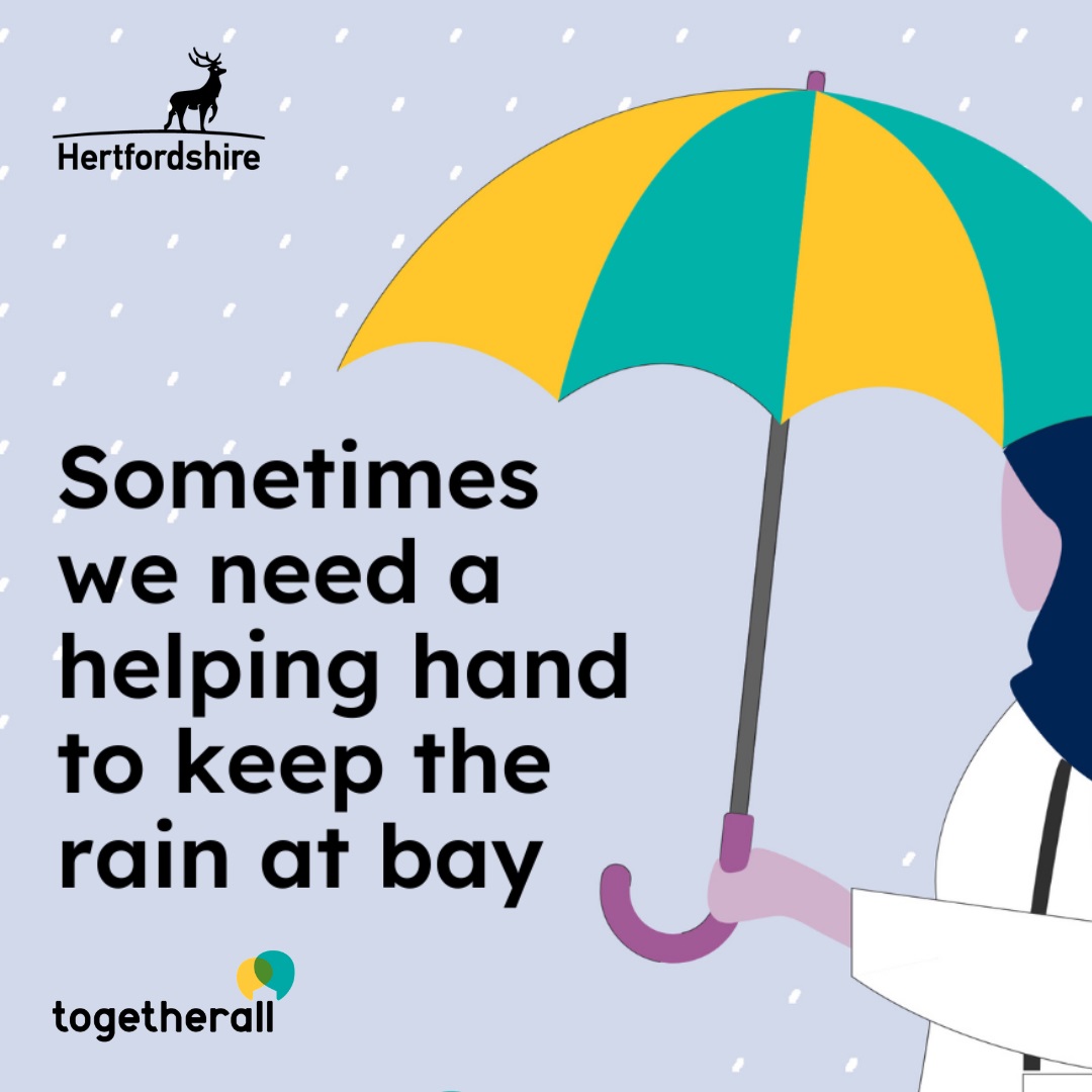 "sometimes we need a helping hand to keep the rain at bay"