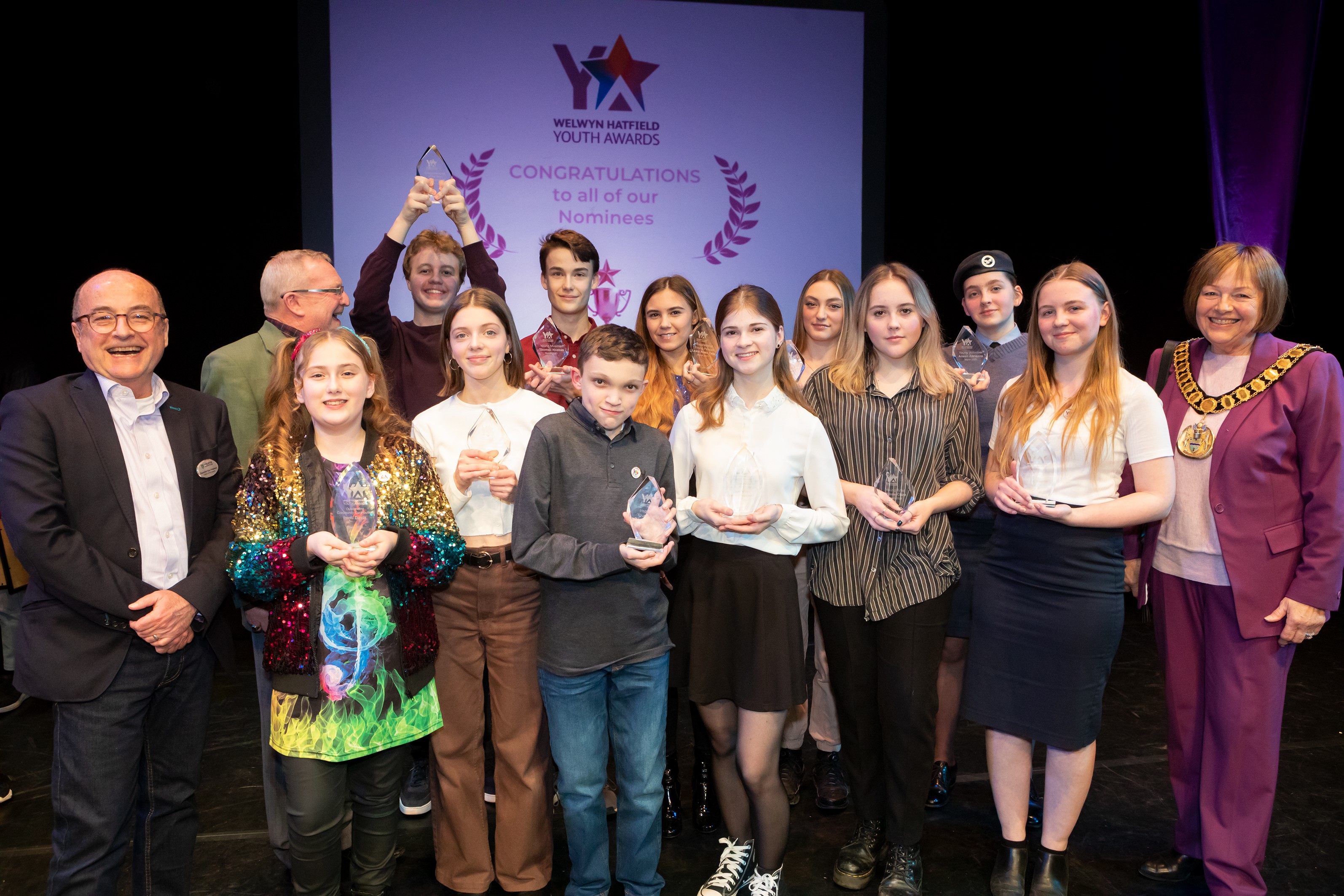 Councillors and winners of the Welwyn Hatfield Youth Awards
